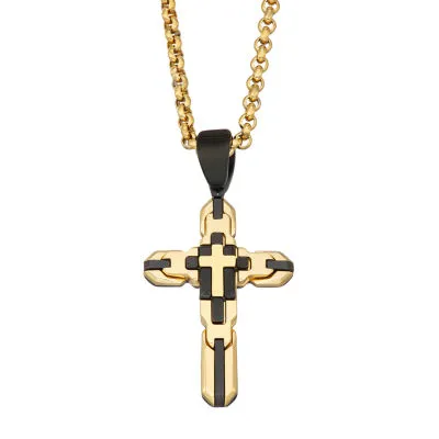 Mens Stainless Steel Cross Pendant Necklace