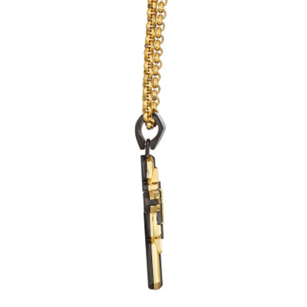 Mens Stainless Steel Cross Pendant Necklace