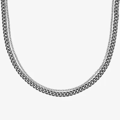 Stainless Steel Inch Solid Curb Chain Necklace