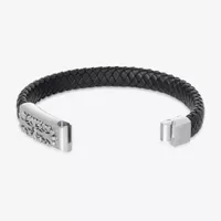 Mens Diamond Accent Diamond Stainless Steel Cord Bracelet