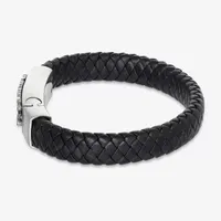 Mens Diamond Accent Diamond Stainless Steel Cord Bracelet