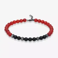 Black Agate Stainless Steel Beaded Bracelet