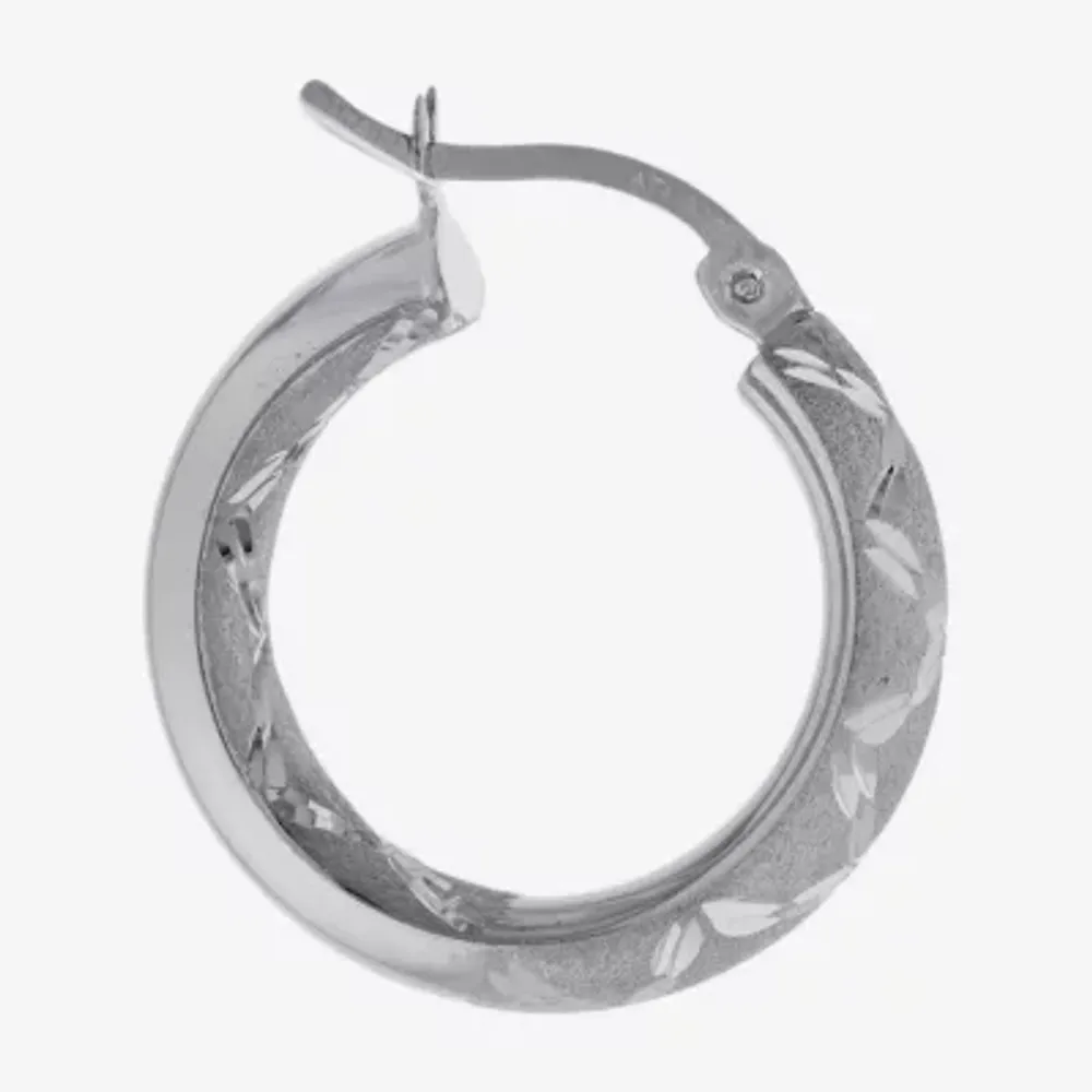 Diamond Cut Sterling Silver 20mm Hoop Earrings