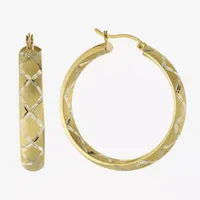 Diamond Cut 14K Two Tone Gold Over Silver 36mm Hoop Earrings