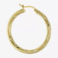 Diamond Cut 14K Two Tone Gold Over Silver 36mm Hoop Earrings