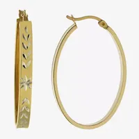 Diamond Cut 14K Two Tone Gold Over Silver 35.8mm Hoop Earrings