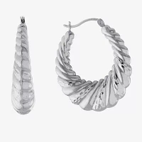 Croissant Sterling Silver 33.5mm Hoop Earrings