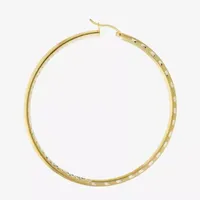 Diamond Cut 14K Two Tone Gold Over Silver 67.5mm Hoop Earrings