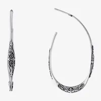 Bali Inspired Sterling Silver 41.9mm Hoop Earrings