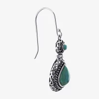 Enhanced Turquoise Oxidized Sterling Silver Teardrop Earrings