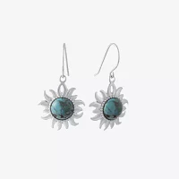 Enhanced Turquoise Filigree Sterling Silver Sun Earrings