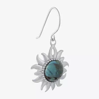 Enhanced Turquoise Filigree Sterling Silver Sun Earrings