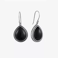 Genuine Black Onyx Sterling Silver Drop Earrings