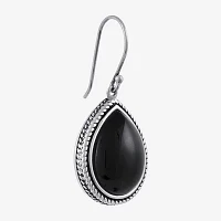 Genuine Black Onyx Sterling Silver Drop Earrings