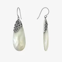 White Mother Of Pearl Sterling Silver Pear Drop Earrings