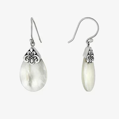 White Mother Of Pearl Sterling Silver Pear Drop Earrings