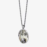 Tree Of Life Womens White Mother Of Pearl Sterling Silver Round Pendant Necklace