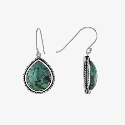 Enhanced Turquoise Sterling Silver Teardrop Drop Earrings