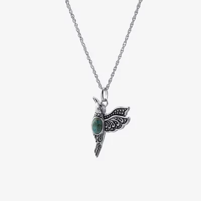 Hummingbird Womens Enhanced Blue Turquoise Sterling Silver 18 Inch Pendant Necklace