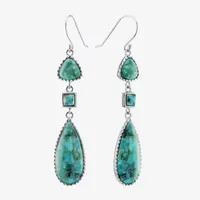 Enhanced Blue Turquoise Sterling Silver Drop Earrings