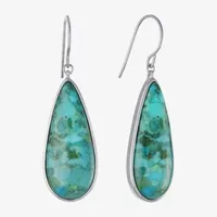 Enhanced Blue Turquoise Sterling Silver Pear Drop Earrings