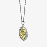 Dragonfly Womens White Mother Of Pearl 14K Two Tone Gold Over Silver Pendant Necklace