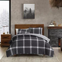 Nordic Lights Plaid Sherpa Reversible Quilt Set