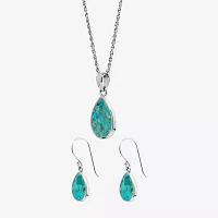 Enhanced Blue Turquoise Sterling Silver 2-pc. Jewelry Set