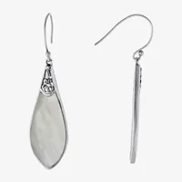 Bali Inspired White Mother Of Pearl Sterling Silver Drop Earrings