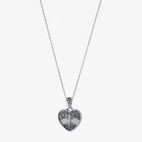 Bali Inspired Womens White Mother Of Pearl Sterling Silver Heart Pendant Necklace