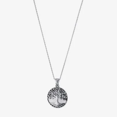 Tree Of Life Womens White Mother Of Pearl Sterling Silver 16 Inch Pendant Necklace