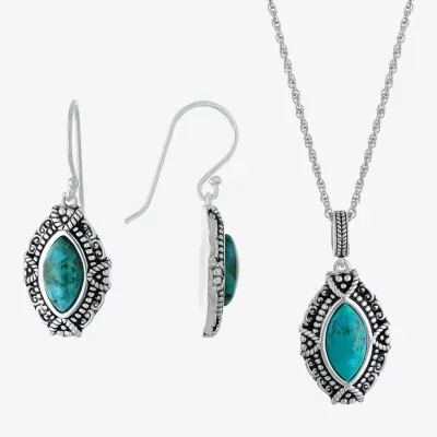 Womens Enhanced Blue Turquoise Sterling Silver -pc. Jewelry Set