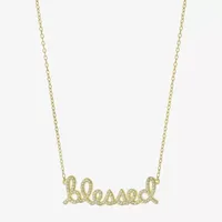 Diamonart "Blessed" Womens Cubic Zirconia 14K Gold Over Silver Pendant Necklace