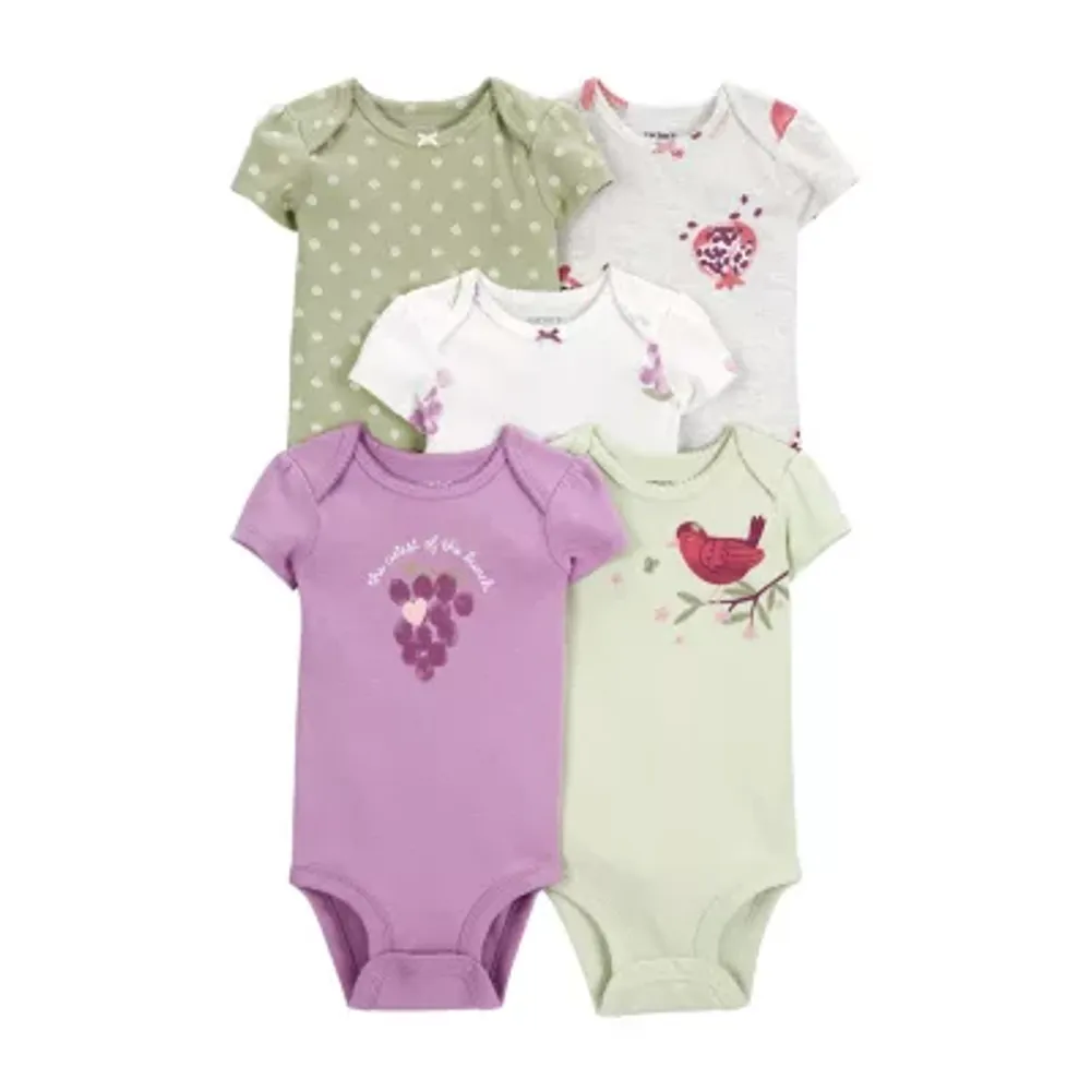 Carter's Baby Girls 5-pc. Crew Neck Short Sleeve Bodysuit