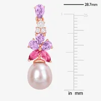 Cultured Freshwater Pearl 18K Rose Gold Over Silver Drop Earrings