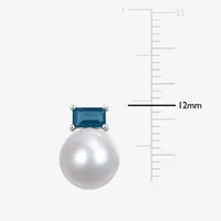 White Cultured Freshwater Pearl 10K White Gold 12.6mm Stud Earrings