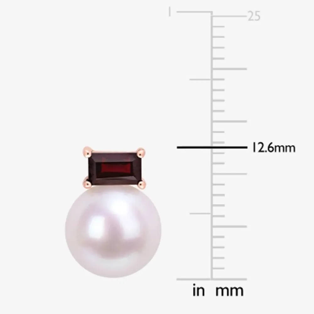 White Cultured Freshwater Pearl 10K Rose Gold 12.6mm Stud Earrings