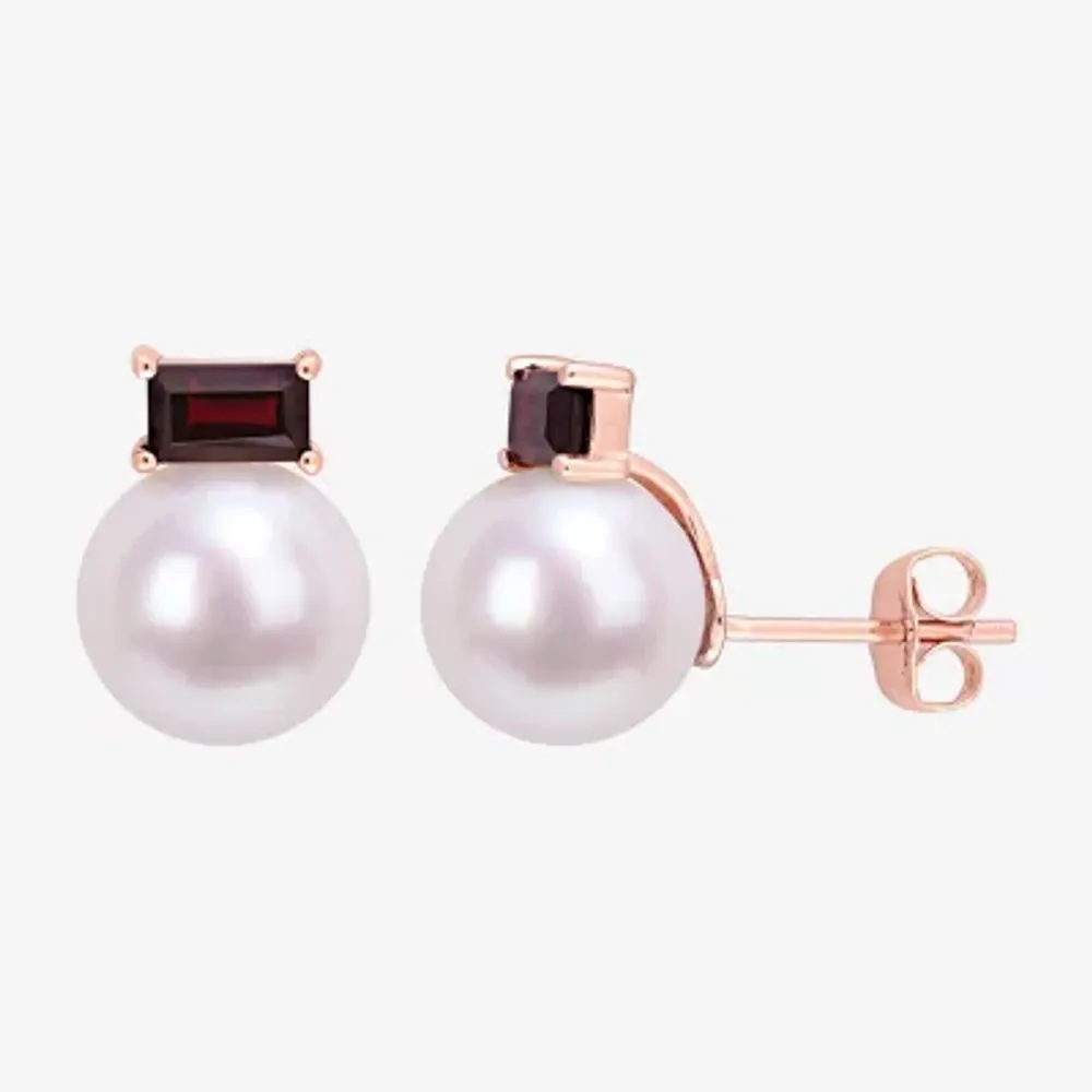 White Cultured Freshwater Pearl 10K Rose Gold 12.6mm Stud Earrings