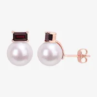 White Cultured Freshwater Pearl 10K Rose Gold 12.6mm Stud Earrings