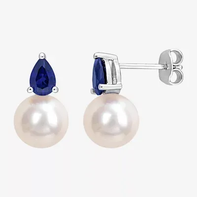 White Cultured Freshwater Pearl Sterling Silver 14.7mm Stud Earrings