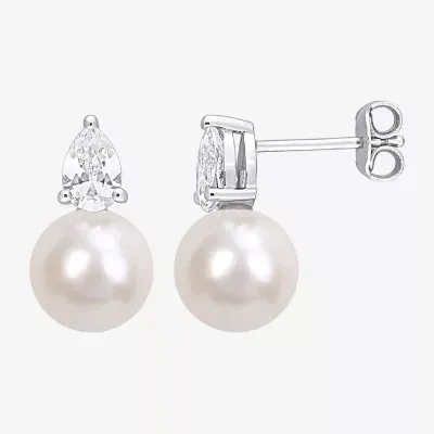 White Cultured Freshwater Pearl Sterling Silver 15.2mm Stud Earrings
