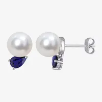 White Cultured South Sea Pearl Sterling Silver 13.5mm Stud Earrings