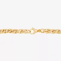 Made in Italy 14K Gold 7.5 Inch Hollow Wheat Chain Bracelet