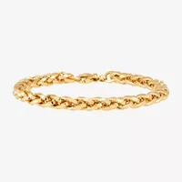 Made in Italy 14K Gold 7.5 Inch Hollow Wheat Chain Bracelet