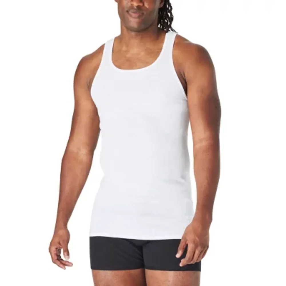 Hanes Men's Tank Undershirt 3-Pack Shirt FreshIQ Comfort Soft Tag-free  Large
