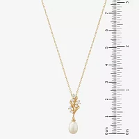 Womens White Cultured Freshwater Pearl 14K Gold Over Silver Sterling Silver Pendant Necklace