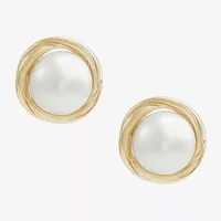 Certified Sofia™ Cultured Freshwater Pearl 10K Gold Knot Stud Earrings