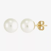 Certified Sofia™ 10K Gold 7-7.5mm Cultured Freshwater Pearl Stud Earrings