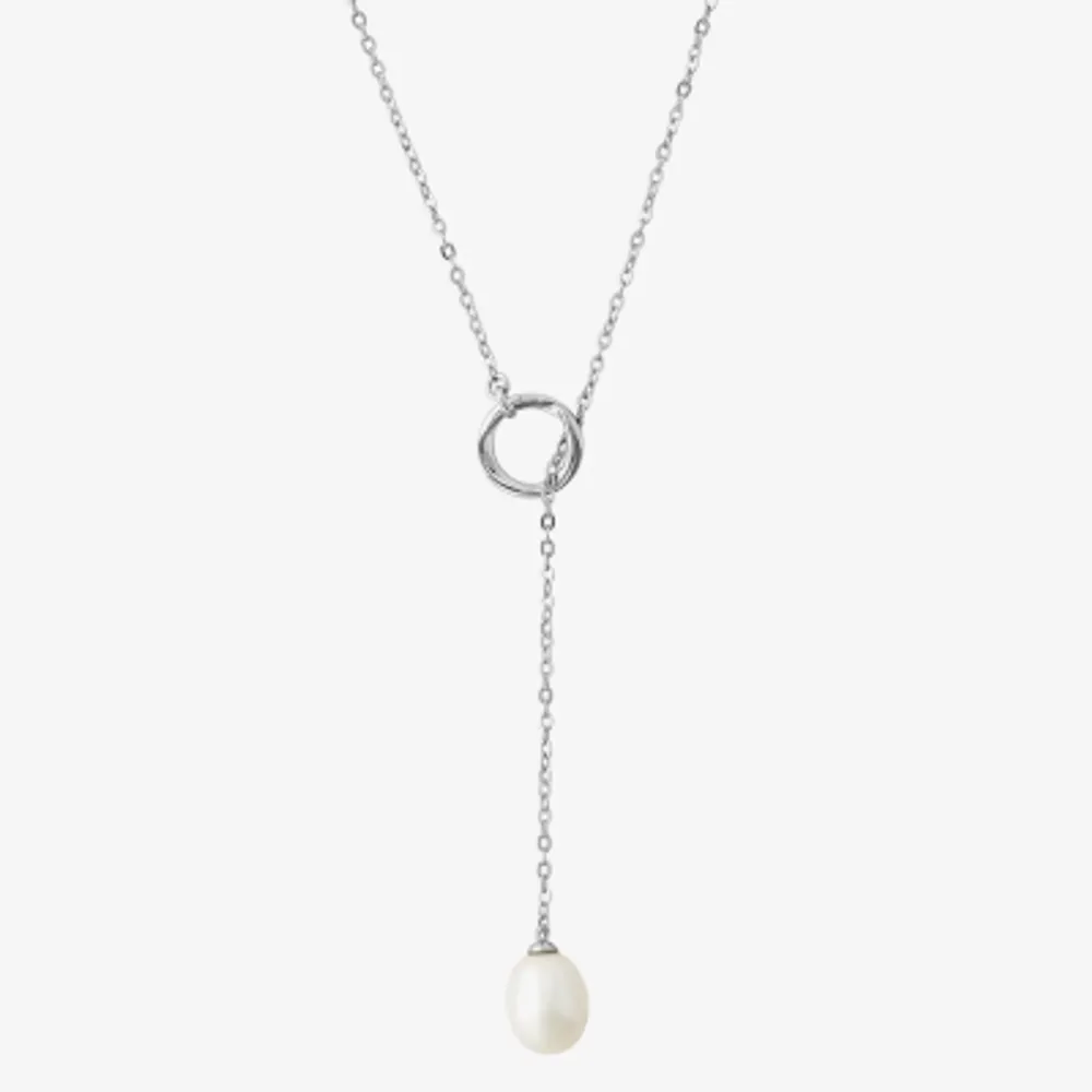 Womens Dyed White Cultured Freshwater Pearl Sterling Silver Pendant Necklace