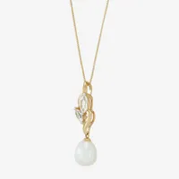 Womens White Cultured Freshwater Pearl 10K Gold Pendant Necklace